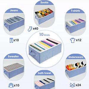 MULISOFT Drawer Organizers for Clothing, 2 Pack Underwear Drawer Organizer Clothes, 10 Grids Clothes Organizer for Folded Clothes,Wardrobe Clothes Organizer for Jeans,Pant,Sweaters,T-Shirt,Underwear