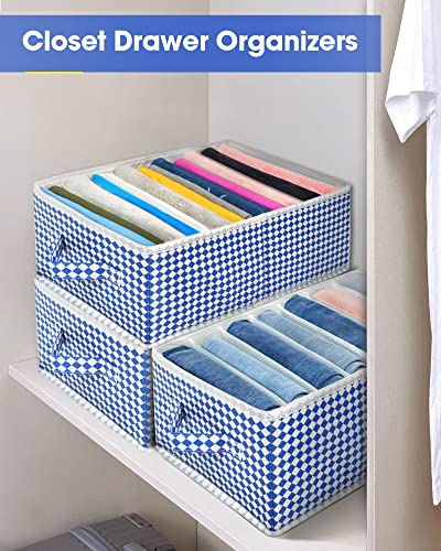 MULISOFT Drawer Organizers for Clothing, 2 Pack Underwear Drawer Organizer Clothes, 10 Grids Clothes Organizer for Folded Clothes,Wardrobe Clothes Organizer for Jeans,Pant,Sweaters,T-Shirt,Underwear