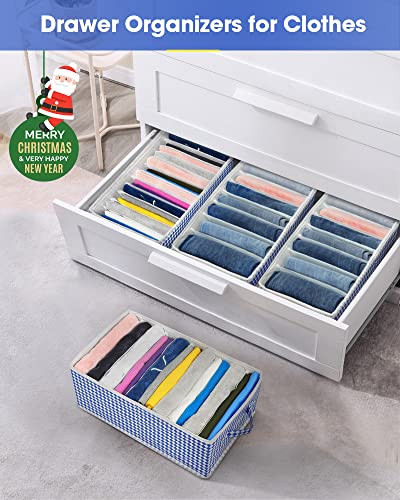 MULISOFT Drawer Organizers for Clothing, 2 Pack Underwear Drawer Organizer Clothes, 10 Grids Clothes Organizer for Folded Clothes,Wardrobe Clothes Organizer for Jeans,Pant,Sweaters,T-Shirt,Underwear