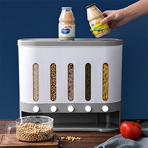 Grain Dispenser Cereal Dispenser Rice Grain Dry Food Container Storage Wall Mounted Case Kitchen Rice Bucket Storage Rice, Beans, Grains,Dry Food