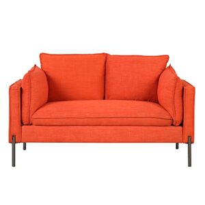 56INCH Loveseat Sofa Couch, Modern Upholstered Linen 2 Seat Sofa with Metal Legs, Loveseat Couch for Living Room