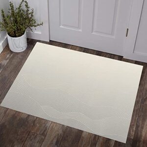 geometric stripes rectangle indoor mat throw carpet 18 x 30 inches, abstract modern ombre grey color non slip soft backing absorbent rugs for entryway/floors/living room