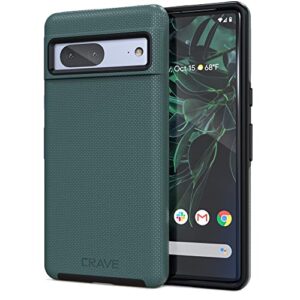 crave dual guard for google pixel 7 case, shockproof protection dual layer case for google pixel 7 - forest green