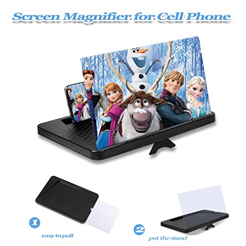 14" Screen Magnifier for Cell Phone, Portable 3D HD Magnifying Projector Screen Enlarger for Movies, Short Videos Gaming Foldable Phone Stand with Screen Amplifier Compatible with All Smartphones