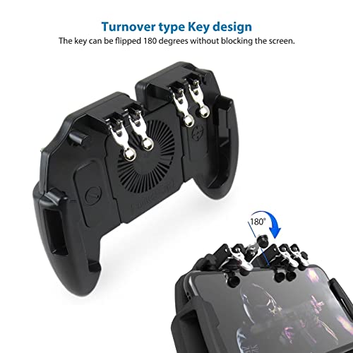 JRSHOME Phone Gaming Controllers for 4.7”-6.5” Phones Four Mobile Triggers Built-in Silent Cooling Fan Compact Ergonomic Design with Charging and Earphone Ports