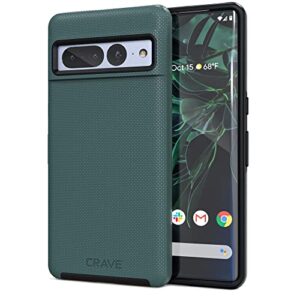 crave dual guard for google pixel 7 pro case, shockproof protection dual layer case for google pixel 7 pro - forest green