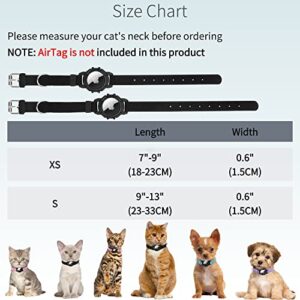 AirTag Cat Collar,FEEYAR Integrated Kitten Collar with Apple Airtag Holder[Black],Soft GPS Cat Collar with Air Tag Holder & Bell,Air Tag Cat Collars for Girl Boy Cats,Puppies,Lightweight Cat Tracker