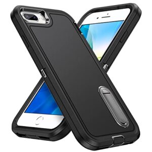 idweel iphone 8 plus case,iphone 7 plus/iphone 6s plus/iphone 6 plus case with build-in kickstand,heavy duty protection shockproof anti-scratch slim fit protective durable hard cover,black