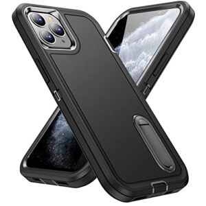 idweel iphone 11 pro max case with build-in kickstand,heavy duty protection shockproof anti-scratch rugged protective durable case hard cover for iphone 11 pro max 6.5 inch,black