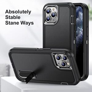 IDweel iPhone 11 Pro Max Case with Build-in Kickstand,Heavy Duty Protection Shockproof Anti-Scratch Rugged Protective Durable Case Hard Cover for iPhone 11 Pro Max 6.5 Inch,Black