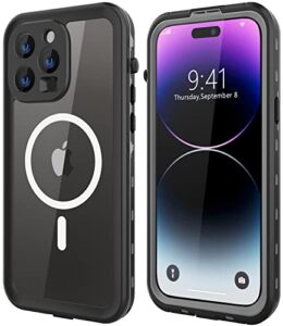 dewfoam design for iphone 14 pro max waterproof case, shockproof dustproof case with screen protector, full body protective phone case for iphone 14 pro max 6.7''(black)