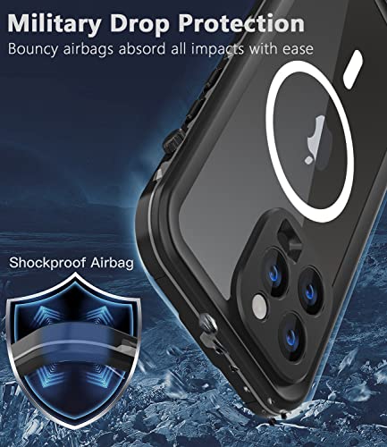 Dewfoam Design for iPhone 14 Pro Max Waterproof Case, Shockproof Dustproof Case with Screen Protector, Full Body Protective Phone Case for iPhone 14 Pro Max 6.7''(Black)