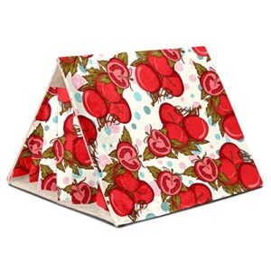 y-dsiwx guinea pig hideout house bed, hand drawn red tomato dots pattern rabbit cave, squirrel chinchilla hamster hedgehog nest cage
