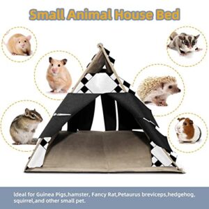 Y-DSIWX Guinea Pig Hideout Cozy Hamster House Cave for Bunny Chinchilla Hedgehog Small Animal Black White Geometric Square Pattern