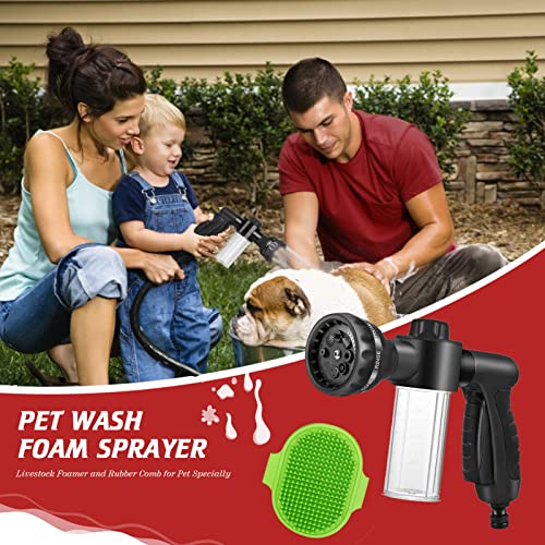 Pup Jet Dog Wash Dog Sprayer Hose Attachment High Pressure Garden Hose Nozzle with Soap Dispenser Bottle Showering for Pet Car Watering Plants,Black