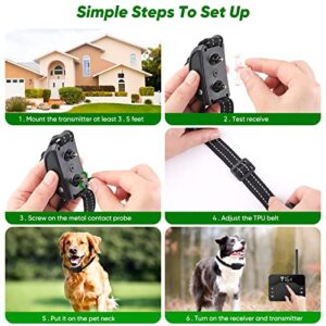 BHCEY Wireless Dog Fence,Electric Fence & Remote Training Collar,Adjustable Vibration & Shock,Wireless Boundary Contaiment,IP65 Waterproof Training Collar for All Dogs (for 2 Dogs)