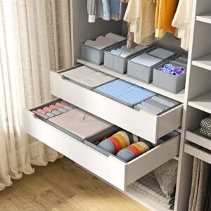 DIMJ Drawer Organizer Clothes, 12 Pack Underwear Organizer, Foldable Closet Organizers, Sock Organizer Bra Organizer, Fabric Dresser Organizer for Clothes, Bra, Socks, Tie (Grey)