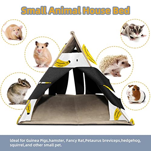 Y-DSIWX Guinea Pig House Bed, Rabbit Large Hideout, Small Animals Nest Hamster Cage Habitats Yellow Banana Pattern Summer Fruit