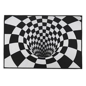 nuobesty checkered rug 3d optical illusion doormat, round stereo floor mat, anti- slip checkered area rug for living dining room carpet home decor gift 40x60 cm optical illusion rug