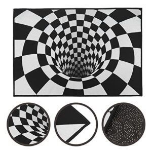 NUOBESTY Checkered Rug 3D Optical Illusion Doormat, Round Stereo Floor Mat, Anti- Slip Checkered Area Rug for Living Dining Room Carpet Home Decor Gift 40x60 Cm Optical Illusion Rug