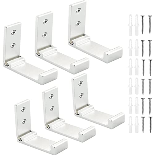 szhdx Folding Coat Hooks, 6Pcs Heavy Duty Wall Hooks, Aluminum Alloy Foldable Headphone Holder Hooks Wall Mounted with 12 Screws for Hanging Coat, Hat, Towel, Bag,( MatteSilver)