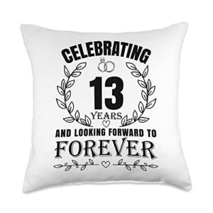 funny matching best couples husband wife gifts cute 13th wedding anniversary for couples married 13 year throw pillow, 18x18, multicolor