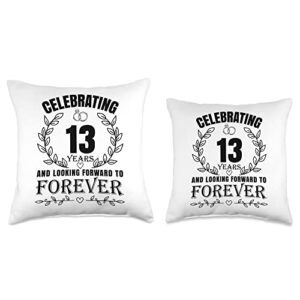 Funny Matching Best Couples Husband Wife Gifts Cute 13th Wedding Anniversary for Couples Married 13 Year Throw Pillow, 18x18, Multicolor