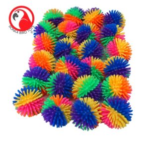 Bonka Bird Toys 3302 Small Rainbow Spike Balls Foot Talon Craft Part Bird Toys Durable Colored Tentacle Fuzz Texture Cockatiels Parakeets Conures and Other Similar Birds (12 Pack)
