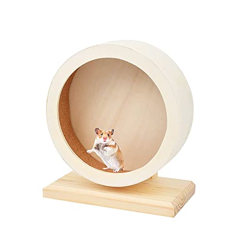 Wmzjnljy Wooden Hamster Exercise Wheel Small Pets Mute Running Spinner Wheel Play Toy for Hamsters Gerbil Mice Guinea Pigs and Other Small Pets(J09-1)