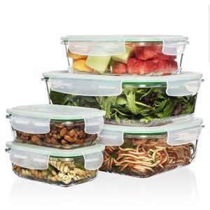 fusion gourmet 9 cup - 72oz x-large glass food storage containers with lids - medium and small baking containers, leakproof, airtight