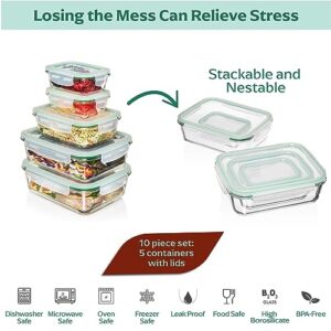 Fusion Gourmet 9 cup - 72oz X-Large Glass Food Storage Containers with Lids - Medium and Small Baking Containers, Leakproof, Airtight