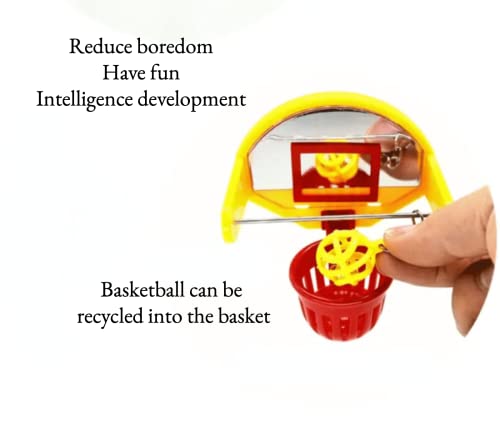 Bird Basketball Toy with Mirror, Bird Hanging Training Toys for Cage, Parrot Chew Ball Foraging Toys, Bird Interactive Intelligence Toy for Budgies Parakeets Cockatiels Conure, Easy to Install