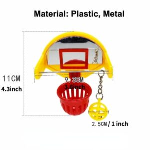 Bird Basketball Toy with Mirror, Bird Hanging Training Toys for Cage, Parrot Chew Ball Foraging Toys, Bird Interactive Intelligence Toy for Budgies Parakeets Cockatiels Conure, Easy to Install