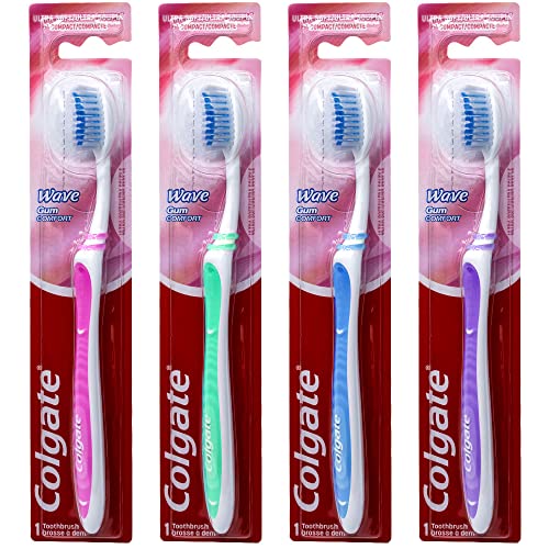 Colgate Wave Gum Comfort Toothbrush, Ultra Soft Compact Head (Colors Vary)- Pack of 4