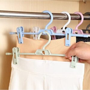 Pants Hangers, 10pcs Adjustable Clothes Hangers with Clips, Portable Drying Rack Travel Plastic Non-Slip Clothes Drying Hanger for Kids Or Adults Garments (White)