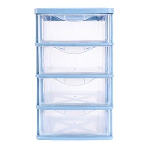 doitool four- layer storage drawers- transparent plastic drawers organizer- multifunction plastic drawers kitchen pantry storage cabinet for kitchen, bathroom, vanity, desk ( blue )