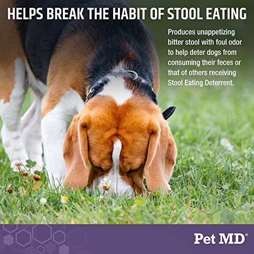 Pet MD Stool Eating Deterrent - Prevent Dog from Eating Poop - Coprophagia Aversion with Enzymes, Herbs, & Prebiotics for Digestive Support & Fresh Breath - Stop Stool Eating Chews - 60 ct