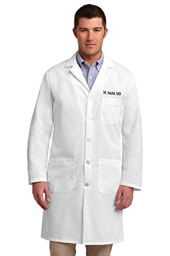 Marvelous Printing Unisex Embroidered White Lab Coat - Lab Coat - Add a name - Business Name - Personalized Lab Coat with Name (Ladies L)