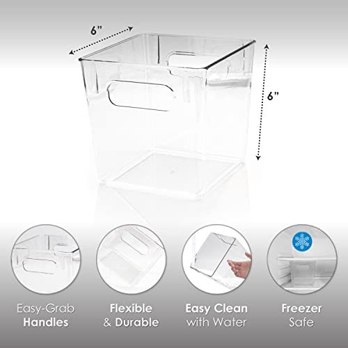 Brookstone BKH6252 [3 Pack] Clear Plastic Storage Bins, Closet and Accessories Organizer, Kitchen/Pantry/Refrigerator & Freezer Food Container, Under Sink Cleaning Supplies Basket [BPA Free], Acrylic