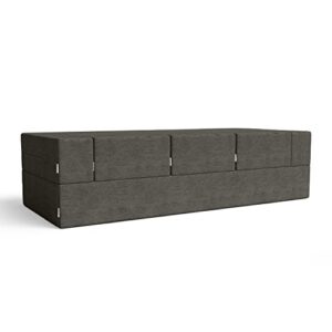 Jaxx Zipline Convertible Sleeper Sofa & Three Ottomans/California King-Size Bed, Textured Microvelvet - Charcoal