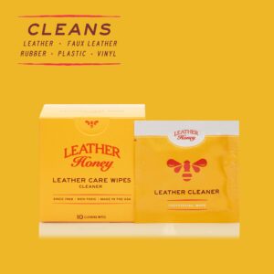 Leather Honey Leather Cleaner Wipes - Clean Leather On-The-Go - The Best Leather Cleaner for Vinyl and Leather Apparel, Furniture, Auto Interior, Shoes and Accessories - 10 Ready-to-Use Wipes