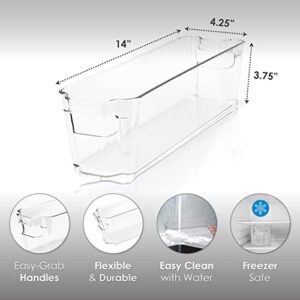 Brookstone, Long & Narrow Clear Plastic Storage Bin, Closet and Accessories Organizer, Kitchen/Pantry/Refrigerator & Freezer Food Container, Under Sink Cleaning Supplies Basket [BPA Free]