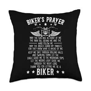 bikers prayer motorcycle riding motocross biker's prayer christian biking motorcycling throw pillow, 18x18, multicolor