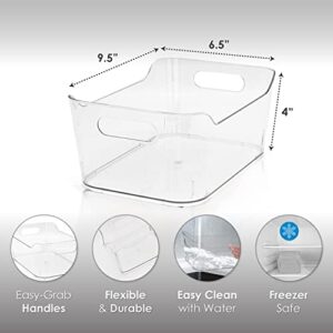 Brookstone BKH6253, Large Clear Plastic Storage Bin, Closet and Accessories Organizer, Kitchen/Pantry/Refrigerator & Freezer Food Container, Under Sink Cleaning Supplies Basket [BPA Free], Acrylic