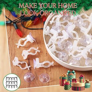 Christmas Light Suction Cup with Hook Window Suction Cup Christmas C7, C9 Light Clip Heavy Strength Heavy Duty Clear Plastic Transparent Suction Cup Light Bulb Mini Suction Cup Holder (25)