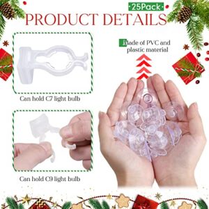 Christmas Light Suction Cup with Hook Window Suction Cup Christmas C7, C9 Light Clip Heavy Strength Heavy Duty Clear Plastic Transparent Suction Cup Light Bulb Mini Suction Cup Holder (25)