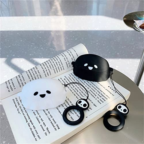 AirPods pro Case Cover, Cute Ghost Pumpkin Lantern Case with Lanyard Keychain Designed for Airpods pro, Soft Silicone Anime Funny 3D Cartoon AirPods pro Case for Women Men Kids Teens (Black Ghost)