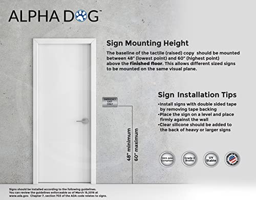 ALPHA DOG Emergency Exit Only Sign with Braille - ADA Compliant Tactile Exit Sign with Grade 2 Contracted Braille and Raised Text, 6x9 inch, UV Stable for Indoor or Outdoor Use, Made in the USA