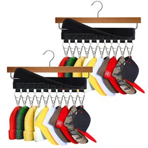 Hat Rack for Baseball Caps Hat Organizer Display Holder, Loscarol 2 Pack Hat Hanger for Closet Storage with Clips, for Hang Ball Cap Winter Beanie & Accessories Holds Up to 20 Caps