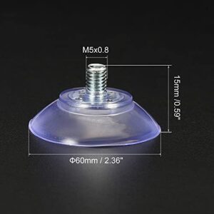 MECCANIXITY Suction Cup with Screws 30mm Dia. M5 Thread Wall Hanger for Glass Window Door Home Kitchen Bathroom, Clear PVC, Pack of 10